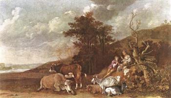 Landscape With Shepherdess And Shepherd Playing Flute